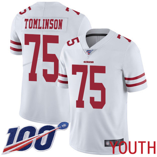 San Francisco 49ers Limited White Youth Laken Tomlinson Road NFL Jersey #75 100th Season Vapor Untouchable